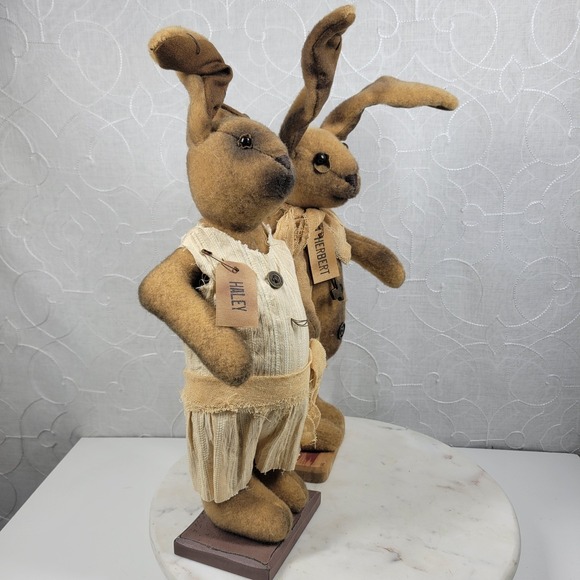Honey and Me Herbert Haley Bunny Rabbits Folk Art Primitive Easter Spring Decor - Picture 11 of 16